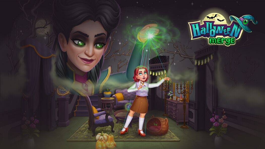Скачать взломанную Halloween Merge: House Design [Много денег] MOD apk на Андроид