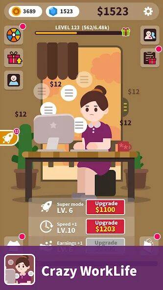 Скачать взломанную Crazy WorkLife [Много монет] MOD apk на Андроид