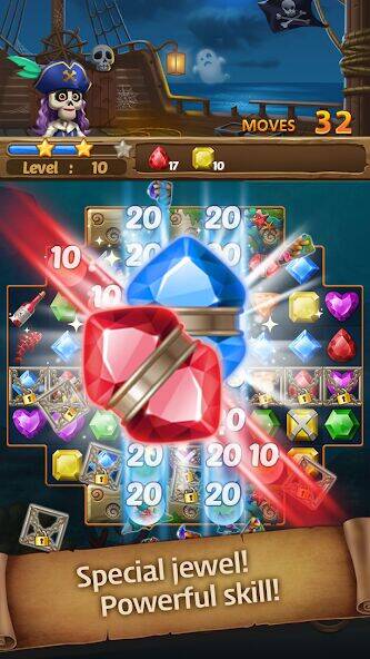 Скачать взломанную Jewels Ghost Ship: jewel games [Бесплатные покупки] MOD apk на Андроид