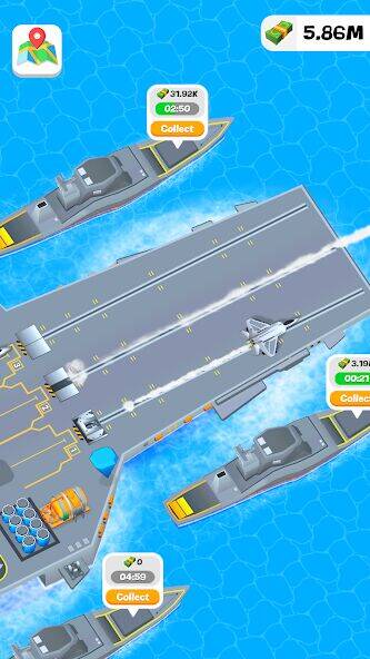 Скачать взломанную Idle Aircraft Carrier [Много денег] MOD apk на Андроид