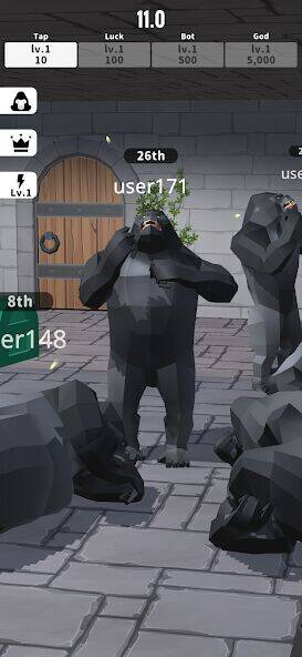 Скачать взломанную Gorilla Clicker [Много монет] MOD apk на Андроид