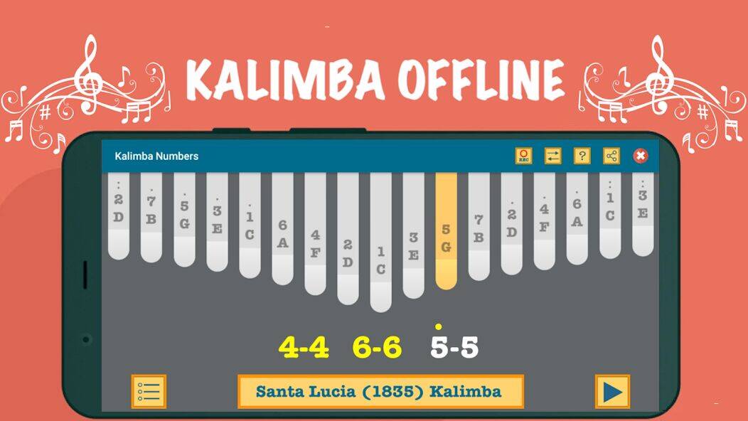 Скачать взломанную Kalimba App With Songs Numbers [Много монет] MOD apk на Андроид