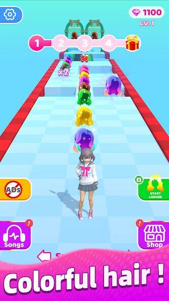 Скачать взломанную Racing Hair - Music Dance 3D [Бесплатные покупки] MOD apk на Андроид