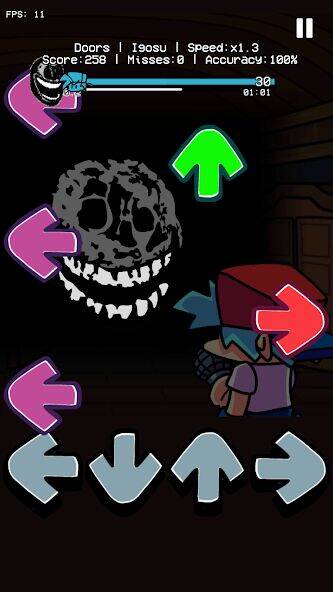 Скачать взломанную FNF Mod vs Funkin DOORS V2.0 [Много монет] MOD apk на Андроид