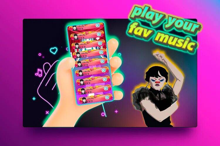 Скачать взломанную Wednesday Addams tiles piano [Много монет] MOD apk на Андроид