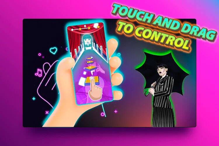 Скачать взломанную Wednesday Addams tiles piano [Много монет] MOD apk на Андроид