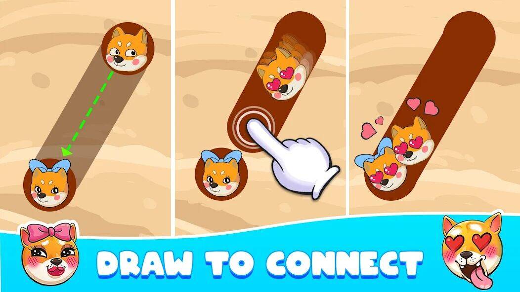 Скачать взломанную Connect Doge: Draw Love Lines [Много монет] MOD apk на Андроид
