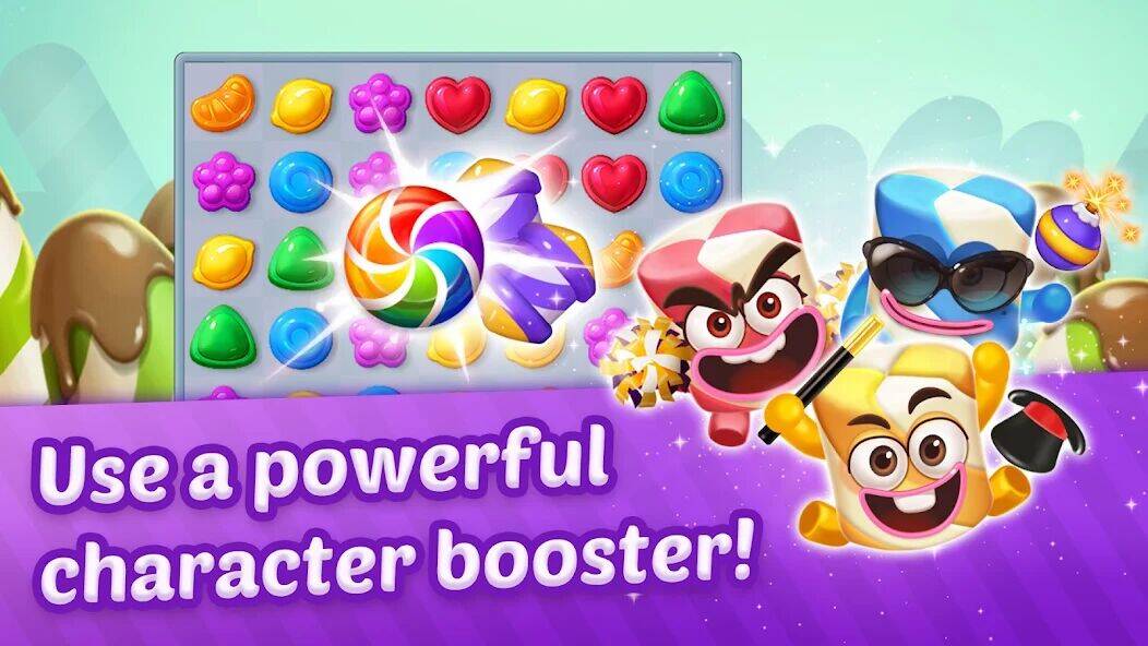 Скачать взломанную Lollipop Sweet Heroes Match3 [Бесплатные покупки] MOD apk на Андроид