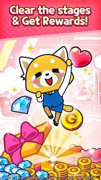 Скачать взломанную Aggretsuko : Match 3 Puzzle [Много монет] MOD apk на Андроид