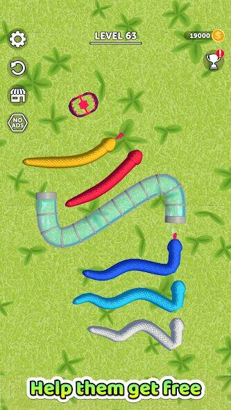 Скачать взломанную Tangled Snakes [Много монет] MOD apk на Андроид