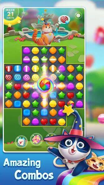 Скачать взломанную Candy Cat - Pet match 3 games [Бесплатные покупки] MOD apk на Андроид