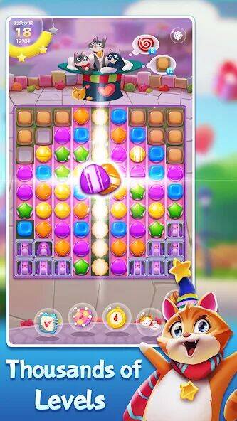 Скачать взломанную Candy Cat - Pet match 3 games [Бесплатные покупки] MOD apk на Андроид