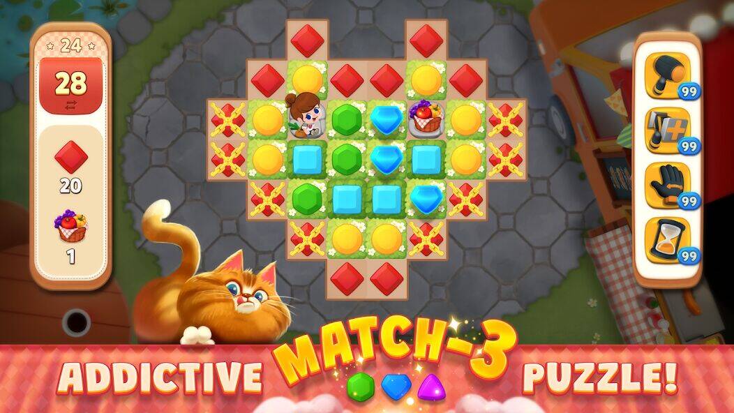 Скачать взломанную Delish Match : Match3 & Design [Много монет] MOD apk на Андроид