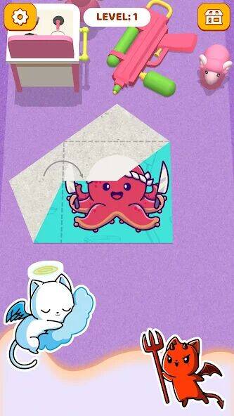 Скачать взломанную Paper Fold: Paper Puzzle 3D [Бесплатные покупки] MOD apk на Андроид