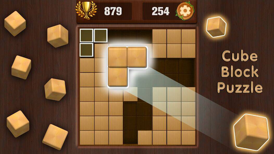 Скачать взломанную Wooden Cube Block Puzzle [Много монет] MOD apk на Андроид