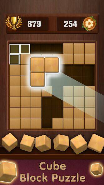 Скачать взломанную Wooden Cube Block Puzzle [Много монет] MOD apk на Андроид