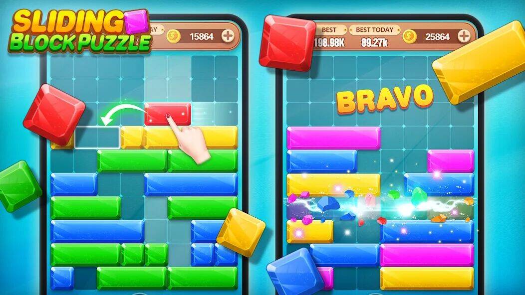 Скачать взломанную Скользящий Блок [Много денег] MOD apk на Андроид