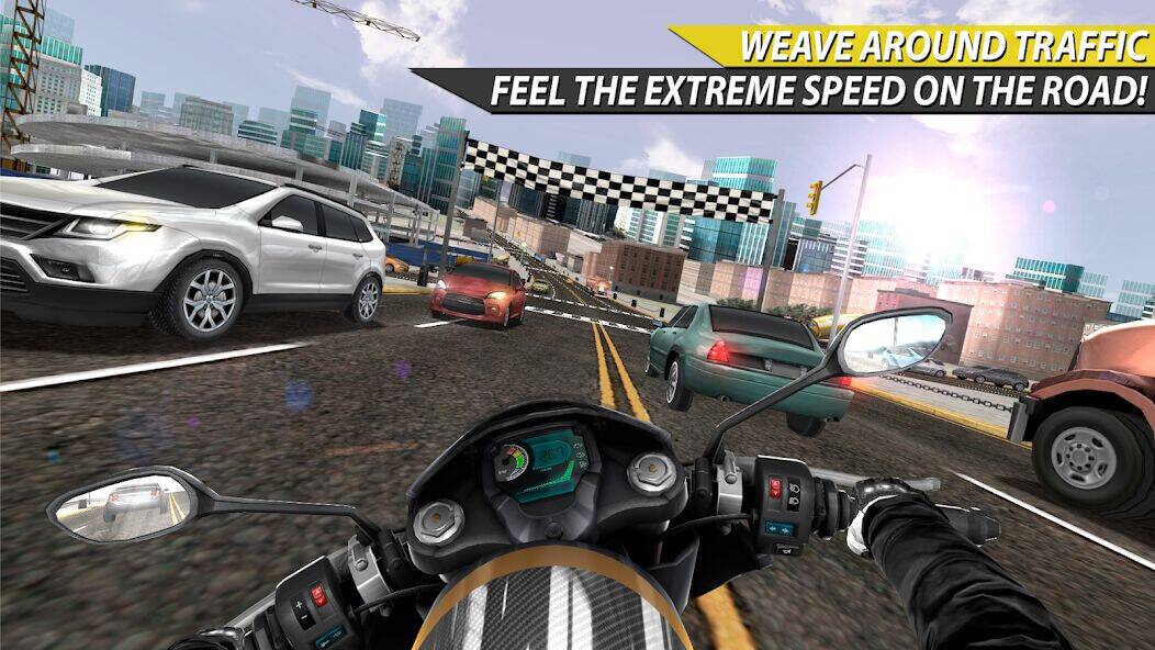 Скачать взломанную Moto Rider In Traffic [Много монет] MOD apk на Андроид