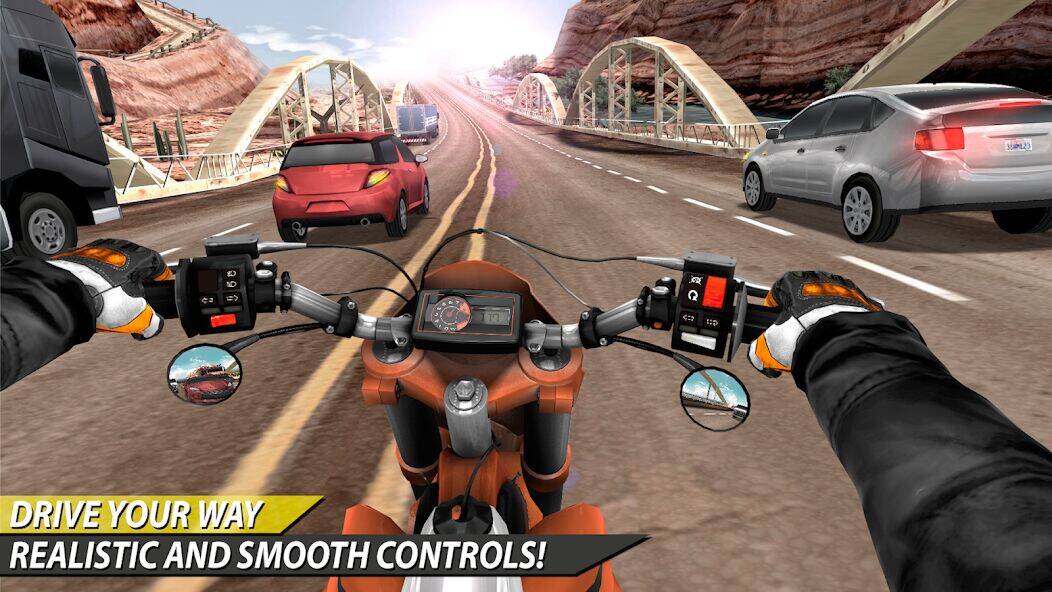 Скачать взломанную Moto Rider In Traffic [Много монет] MOD apk на Андроид