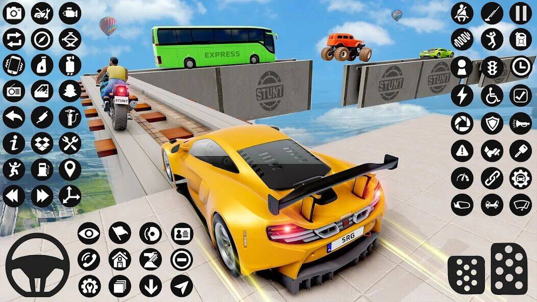 Скачать взломанную GT Car Stunt : Ramp Car Stunts [Много денег] MOD apk на Андроид