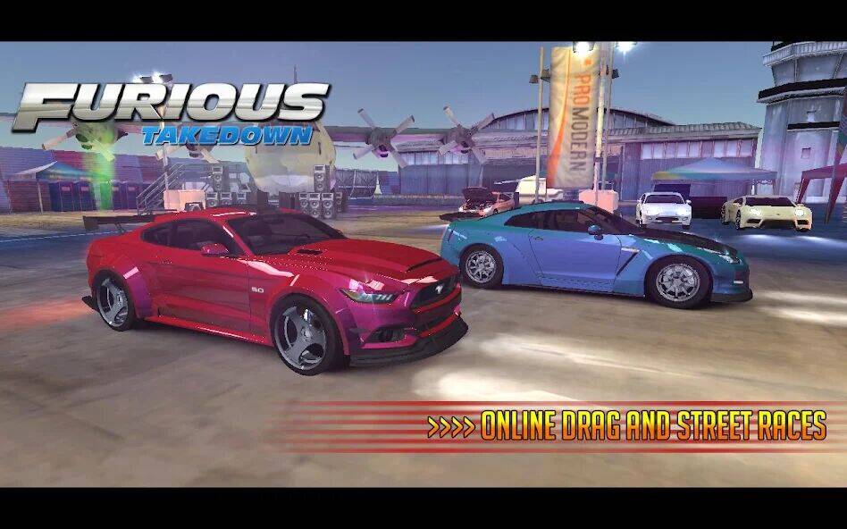 Скачать взломанную Furious: Takedown Racing [Много денег] MOD apk на Андроид