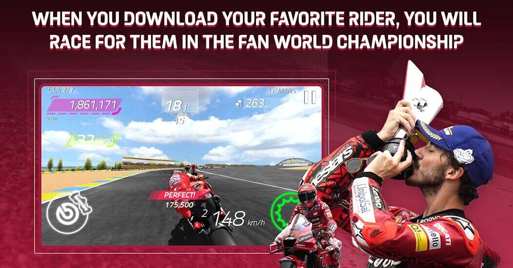 Скачать взломанную MotoGP Racing '22 [Бесплатные покупки] MOD apk на Андроид