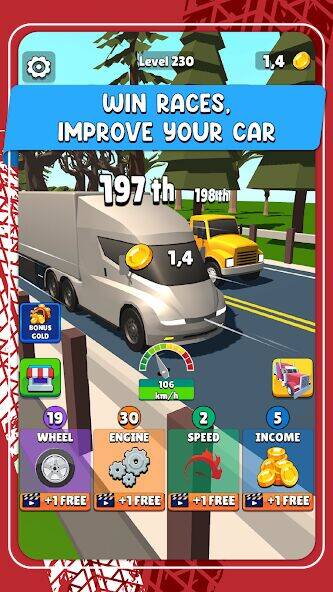 Скачать взломанную Idle Truck Racing : Cybertruck [Много монет] MOD apk на Андроид