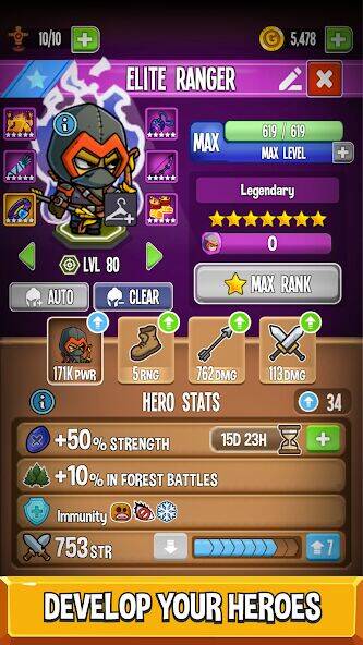 Скачать взломанную Five Heroes: The King's War [Много денег] MOD apk на Андроид