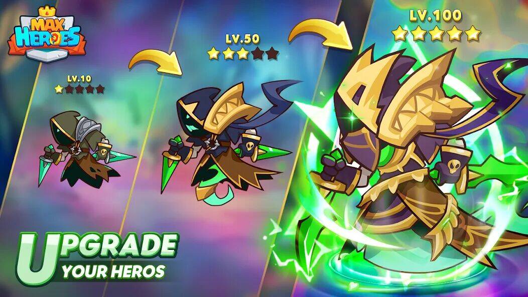 Скачать взломанную Max Heroes : Casual Idle RPG [Бесплатные покупки] MOD apk на Андроид