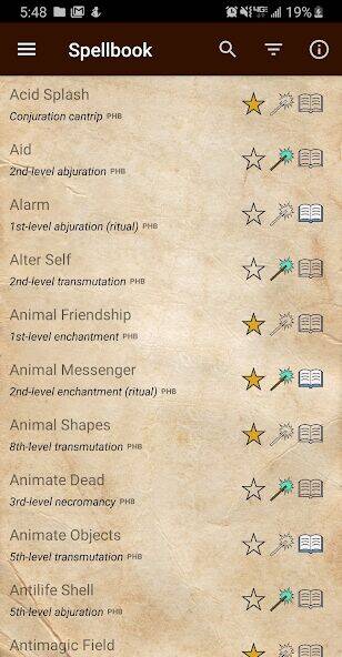Скачать взломанную D&D Spellbook 5e [Много денег] MOD apk на Андроид