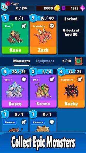 Скачать взломанную Monster RPG: AFK Idle Clicker [Много денег] MOD apk на Андроид