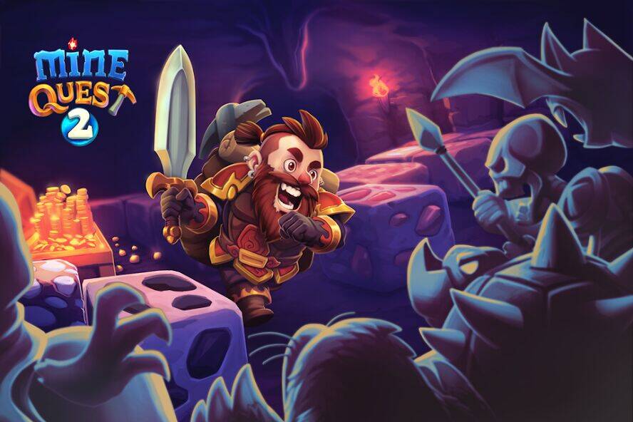 Скачать взломанную Mine Quest 2: ролевая игра [Бесплатные покупки] MOD apk на Андроид