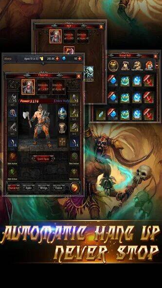 Скачать взломанную Dark God of War：Idle AFK RPG [Много монет] MOD apk на Андроид