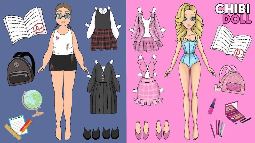 Скачать взломанную Chibi Dolls Dress Up Games [Много монет] MOD apk на Андроид