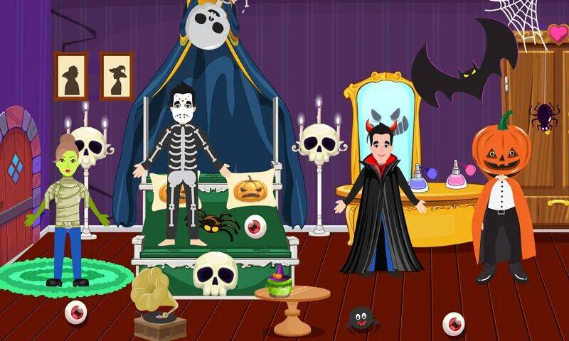 Скачать взломанную Pretend Play Halloween Party [Много монет] MOD apk на Андроид