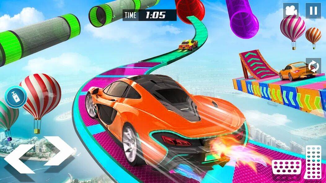 Скачать взломанную GT Car Stunt Race: Mega Ramps [Много денег] MOD apk на Андроид