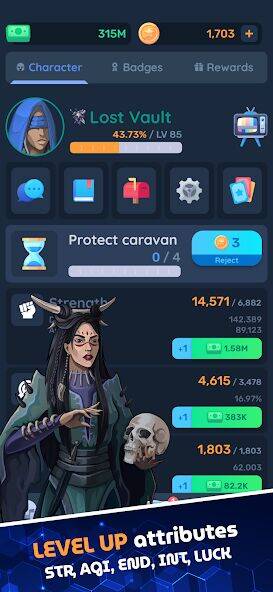 Скачать взломанную Lost Vault: AFK Retro RPG [Много монет] MOD apk на Андроид