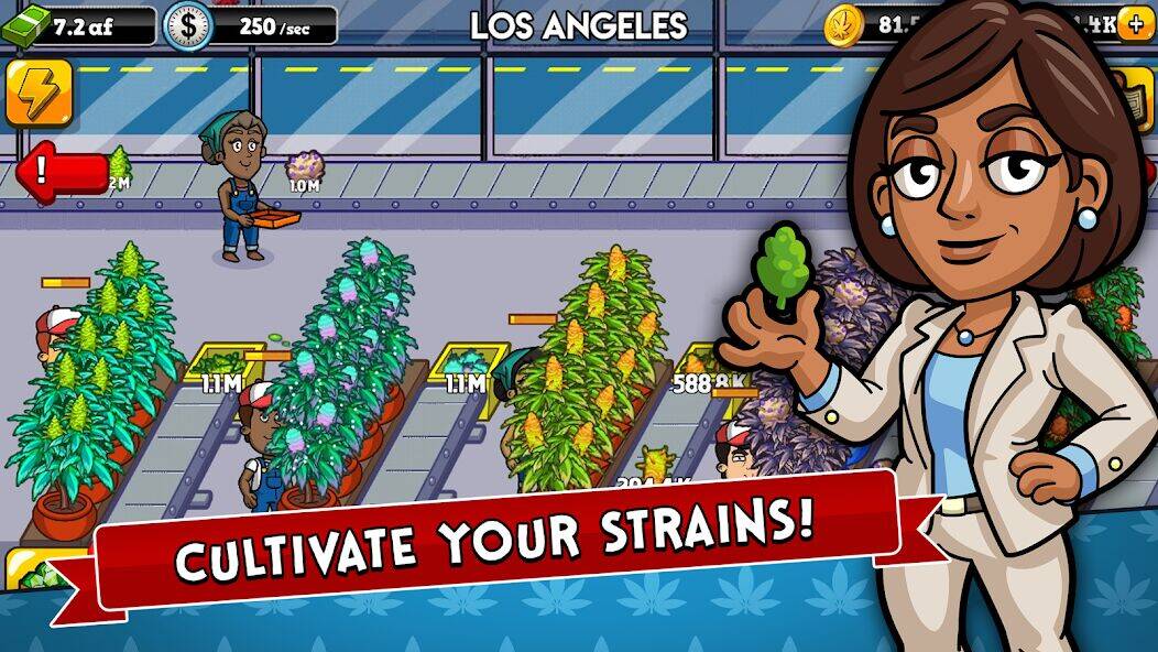 Скачать взломанную Weed Inc: Idle Tycoon [Бесплатные покупки] MOD apk на Андроид
