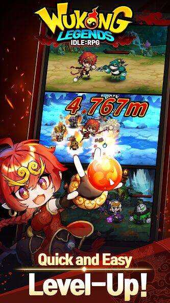 Скачать взломанную WuKong Legends : Idle RPG [Бесплатные покупки] MOD apk на Андроид