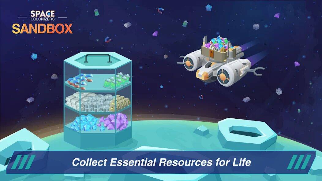 Скачать взломанную Space Colonizers - The Sandbox [Много денег] MOD apk на Андроид