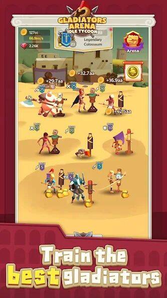 Скачать взломанную Gladiators Arena: Idle Tycoon [Много денег] MOD apk на Андроид
