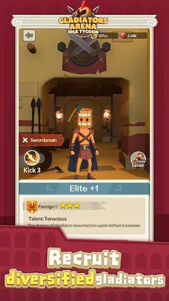 Скачать взломанную Gladiators Arena: Idle Tycoon [Много денег] MOD apk на Андроид