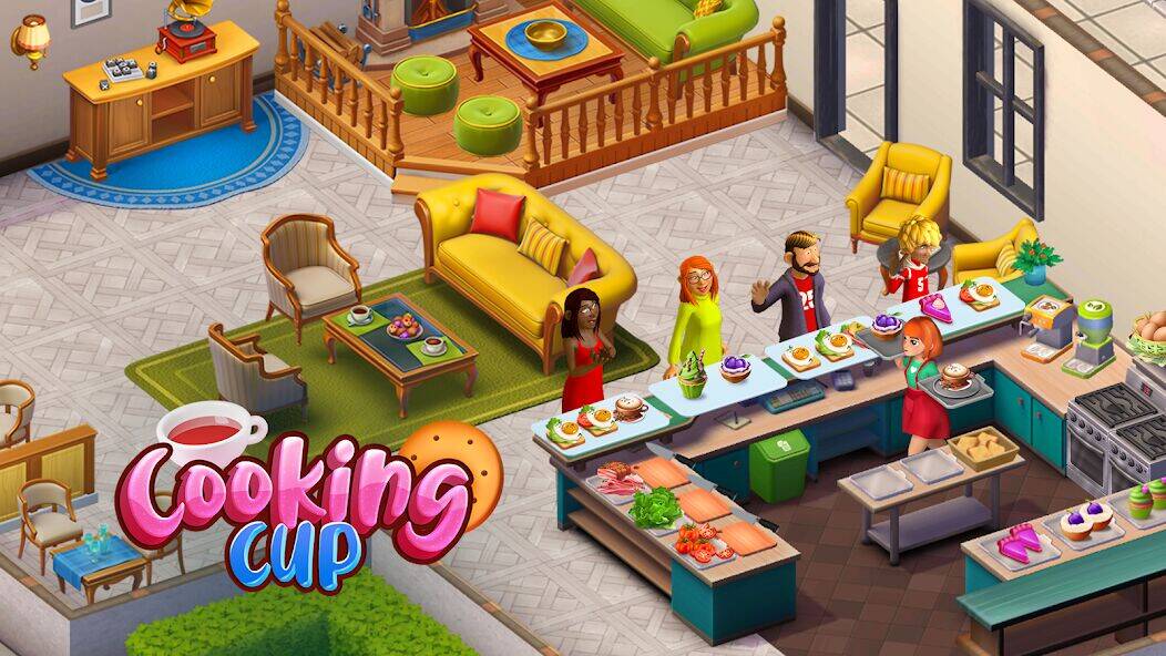 Скачать взломанную Cooking Cup - Кафе и Готовка [Много денег] MOD apk на Андроид