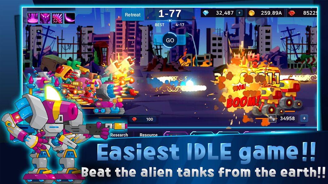 Скачать взломанную Mini Robot Tank : idle [Мод меню] MOD apk на Андроид
