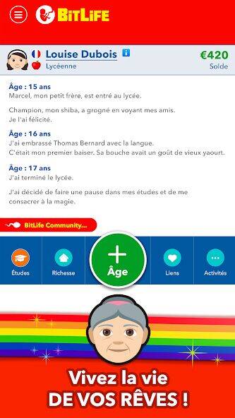Скачать взломанную BitLife Français [Бесплатные покупки] MOD apk на Андроид