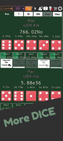 Скачать взломанную Idle Dice 2 [Много денег] MOD apk на Андроид