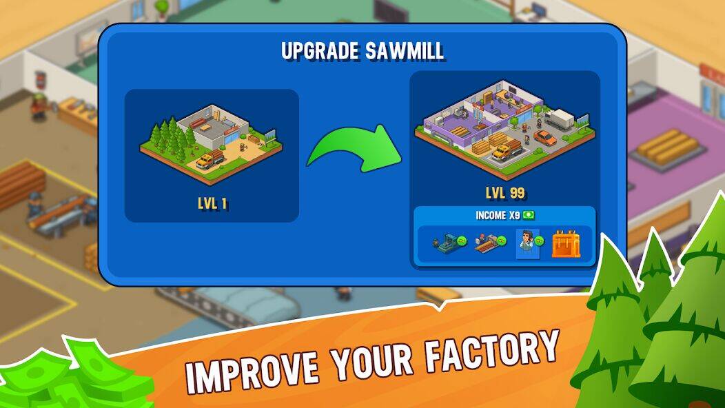 Скачать взломанную Lumber Inc Tycoon [Мод меню] MOD apk на Андроид
