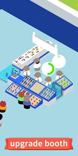 Скачать взломанную Idle Seafood Market -Tycoon [Много денег] MOD apk на Андроид