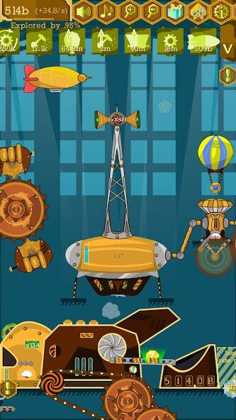 Скачать взломанную Steampunk Idle Spinner Factory [Много монет] MOD apk на Андроид