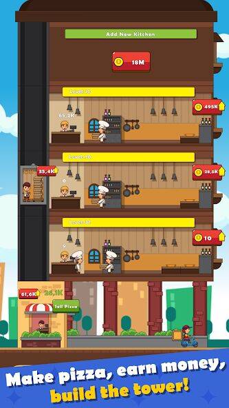 Скачать взломанную Pizza Tower: Idle Tycoon [Много монет] MOD apk на Андроид
